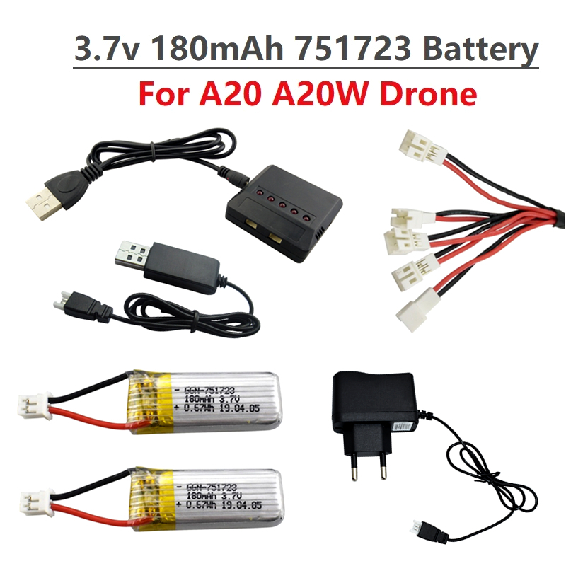 Drone Battery Li-Ion - オリジナル 3.7V 180mAh リポバッテリーと充電器 A20 A20W