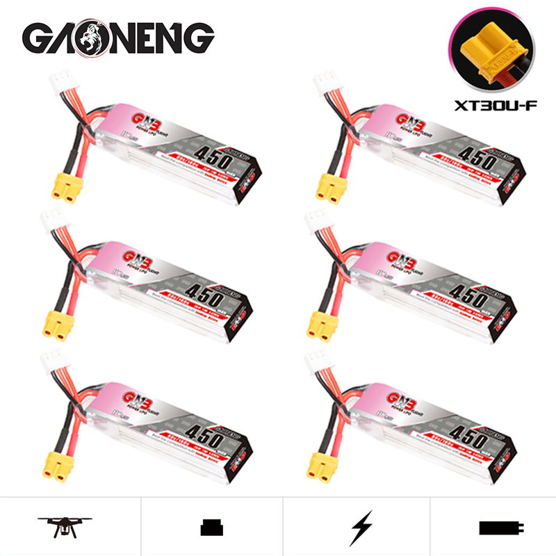 Drone Battery Plate - レーシングドローン用gnb-lipoバッテリー,7.6v,450mah,80c,160c,xt30,fpvクワッドコプター,ヘリコプター部品,7.6v,hv 2s