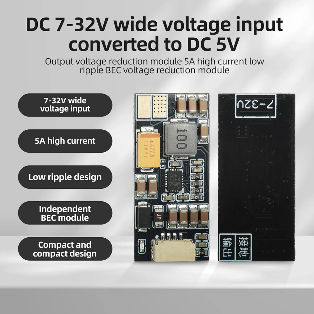 Drone Battery High Voltage - ミニサーボRCドローン用ステップダウン降圧コンバーター 7-32V to 5V DC-DC降圧モジュール 5A高電流低リップルBEC電圧レギュレーター