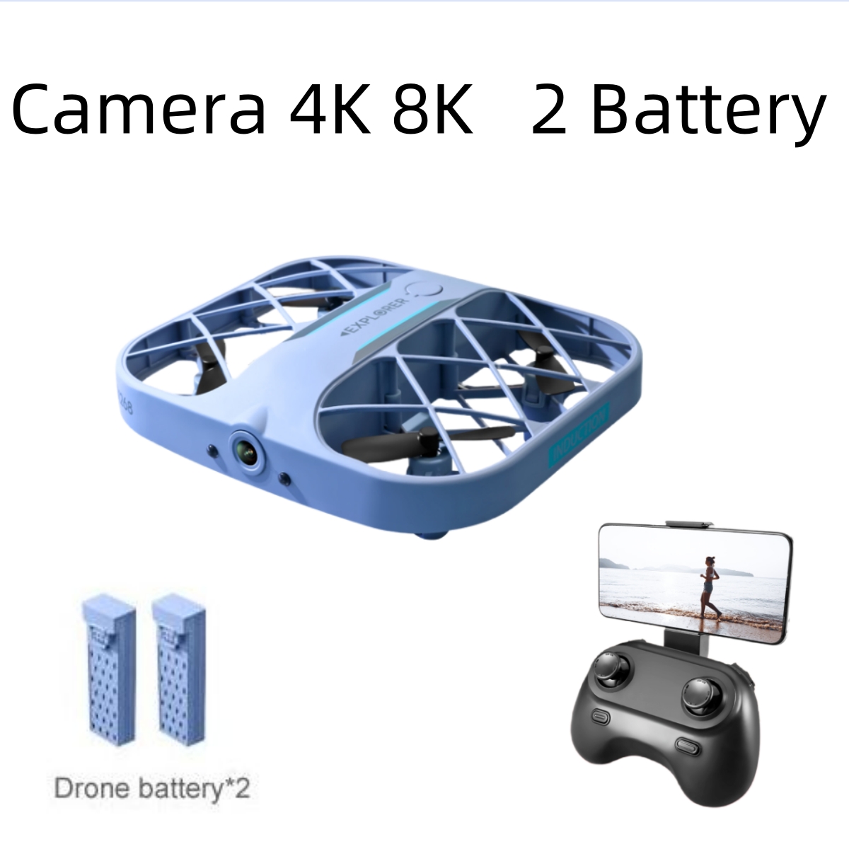 Drone Battery Box - JJRC H107 FPV RCドローン（バッテリー2個付き）、8K/4Kカメラ搭載クアッドコプター、リモコン付きドローン、男の子向けクリスマスプレゼント