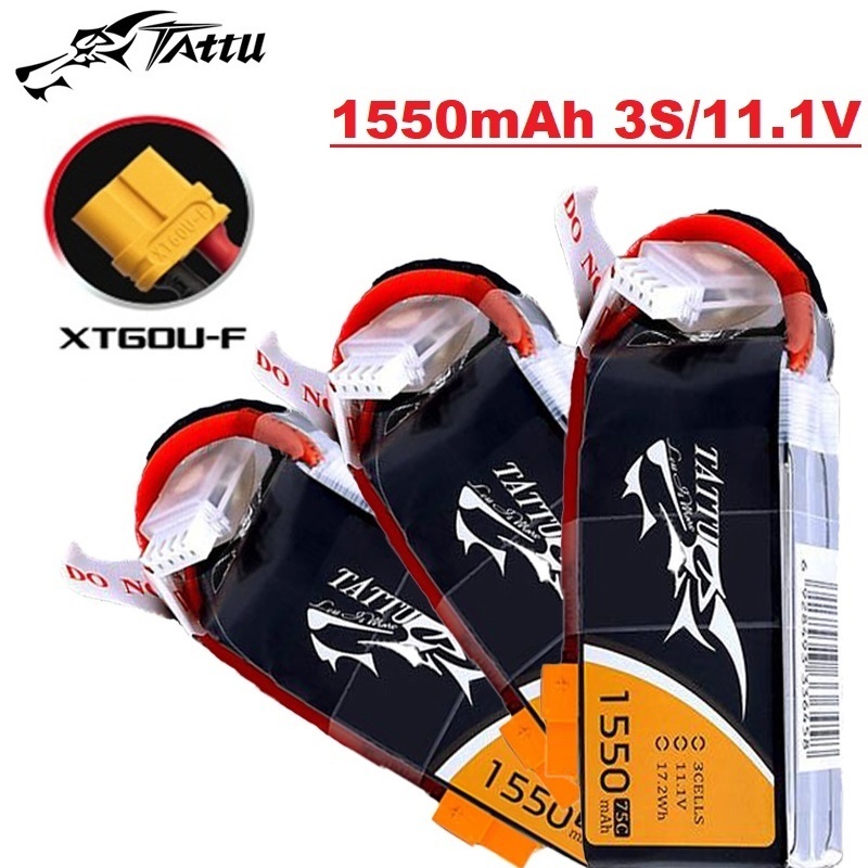Drone Battery Li-Ion - Tattu-ドローン用バッテリー,rcopterリモートコントロールドローン用,fpvレーシング,xt60プラグ,11.1v,ドローン用バッテリー,1550mah,75c,3s