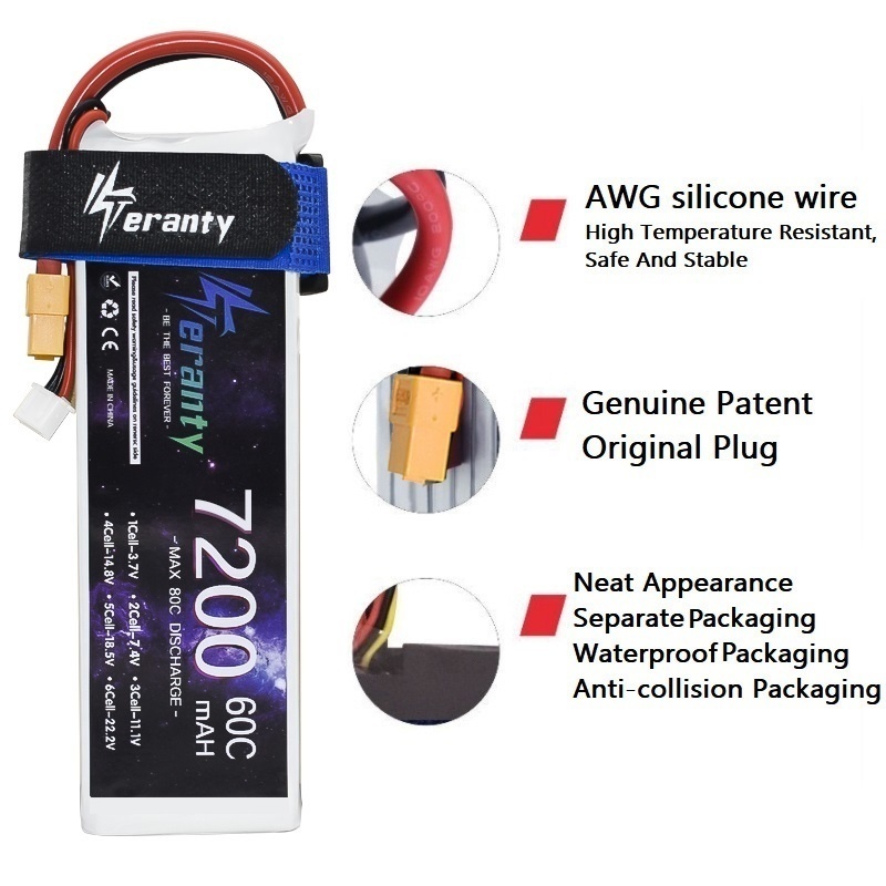 アップグレード 2S 7.4V 7200mAh 60C 6S - Drone Battery 6S のレビューと価格