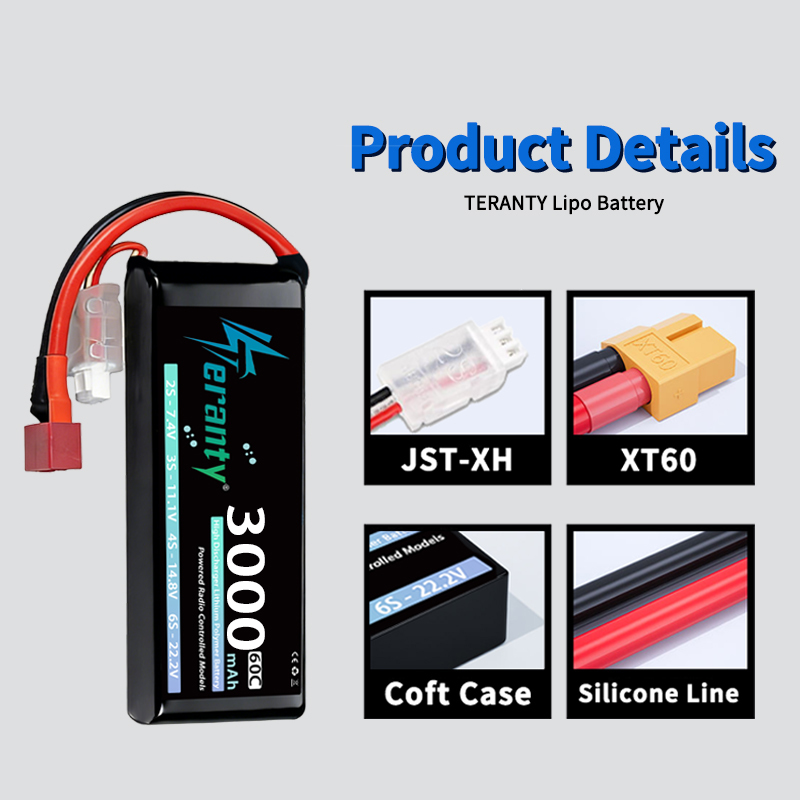 TERANTY 2S 3000mAhリポバッテリー 7.4V - Drone Battery Connector のレビューと価格