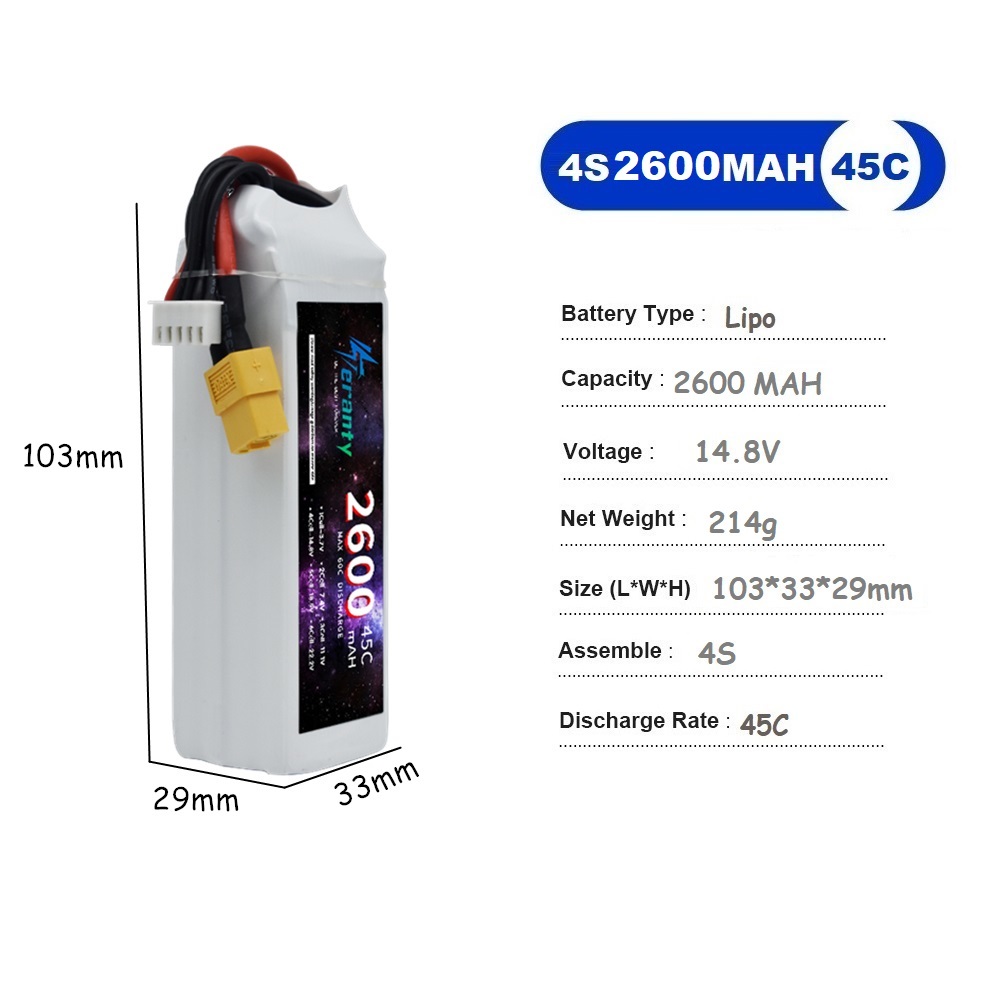 4S リポバッテリー 14.8V 1500mah 1800m - Drone Battery 4S のレビューと価格