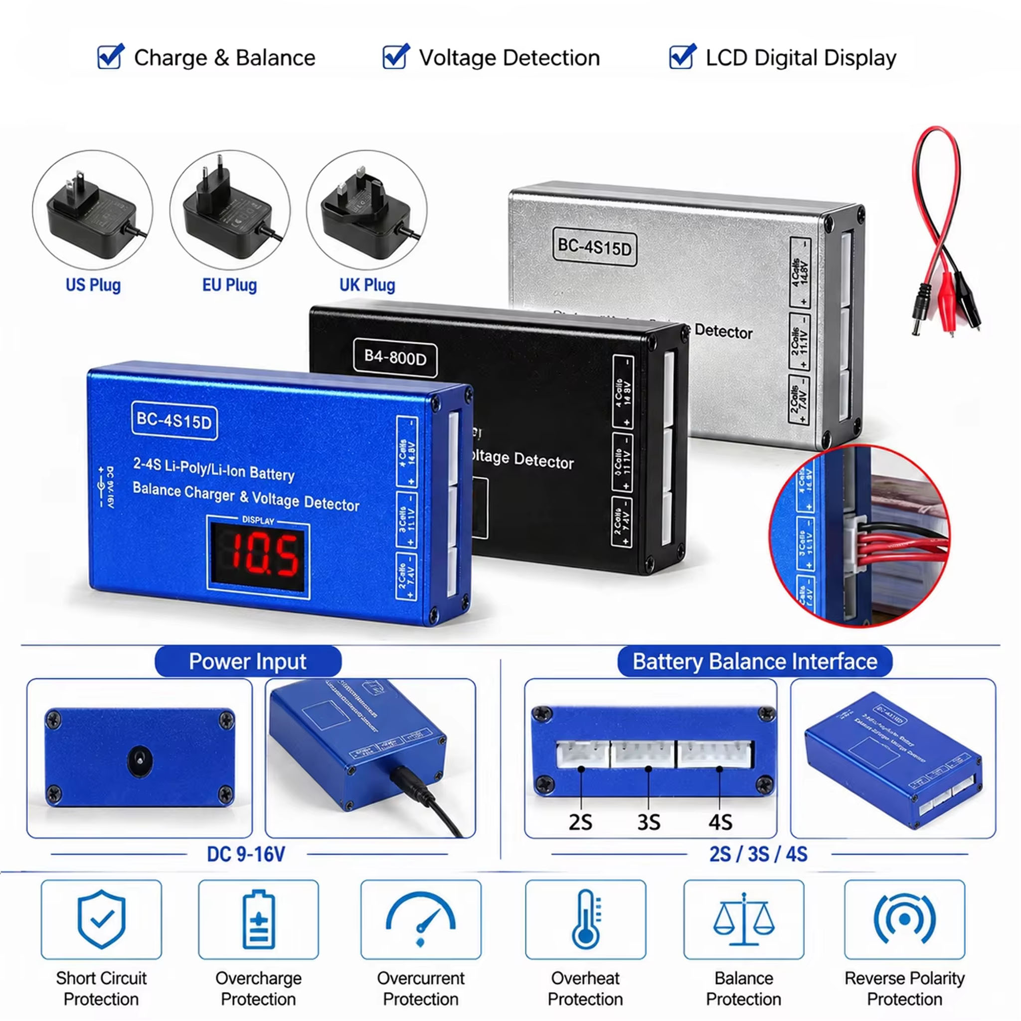 BC-4S15D 2-4S リチウムバランス充電器 1500 - Drone Battery Voltage Checker のレビューと価格