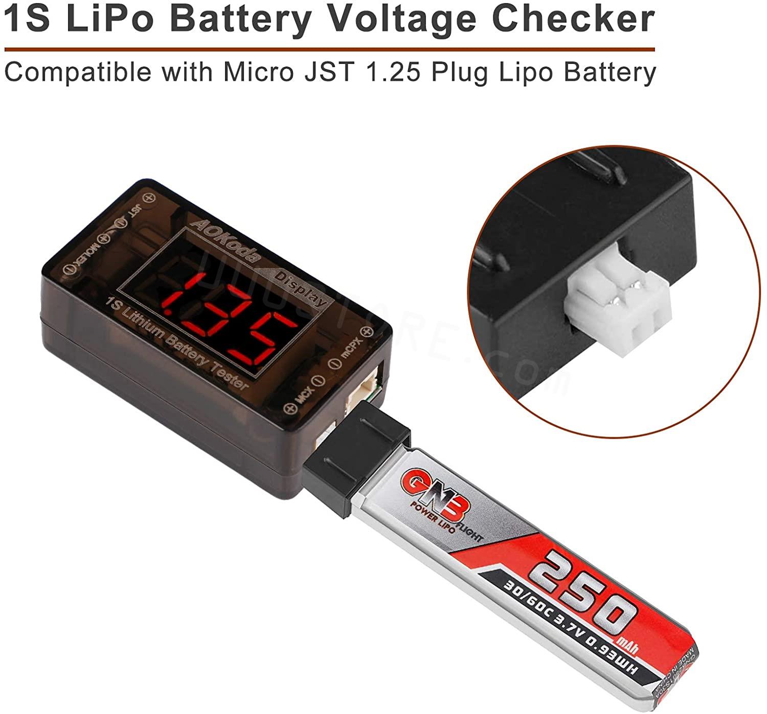 AOKoda AOK-041 1S LiPoバッテリー電圧チ - Drone Battery Voltage Checker のレビューと価格