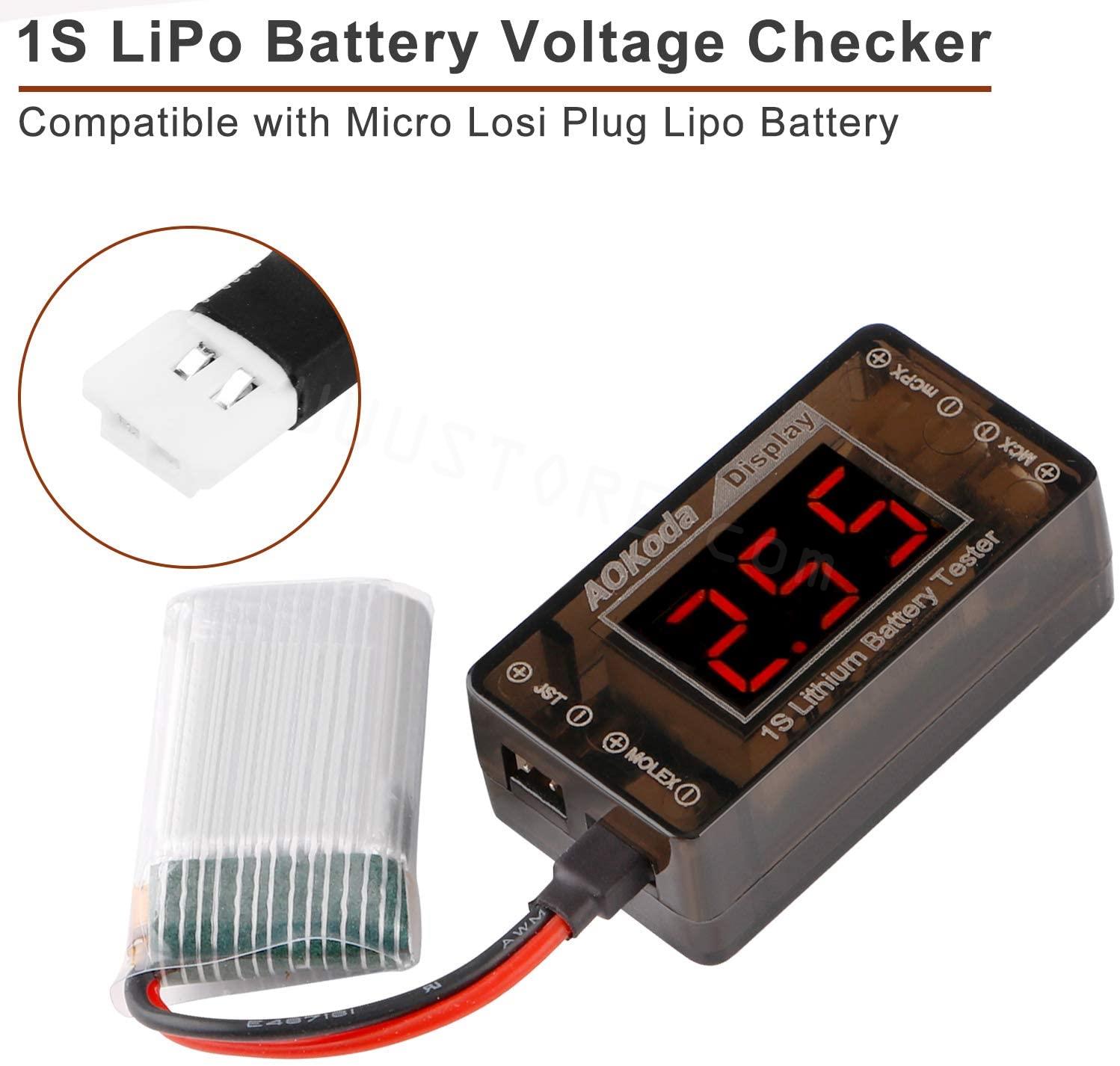 AOKoda AOK-041 1S LiPoバッテリー電圧チ - Drone Battery Voltage Checker のレビューと価格