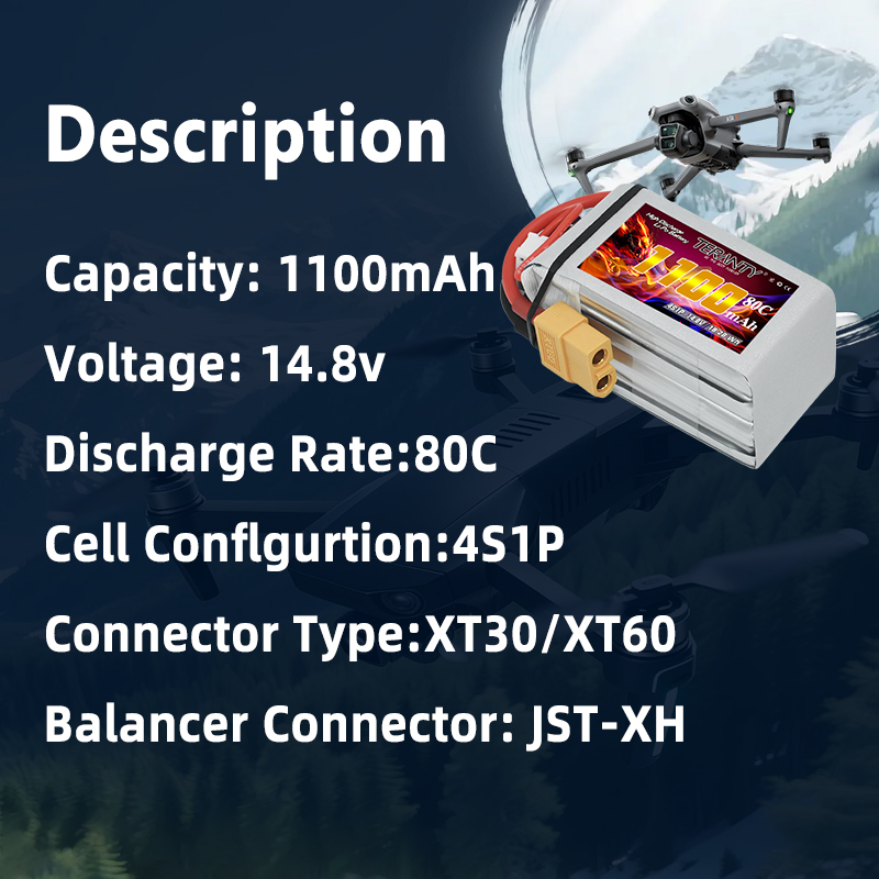 TERANTY 4S 1100mAh 80C/160C リポ - Drone Battery 4S のレビューと価格