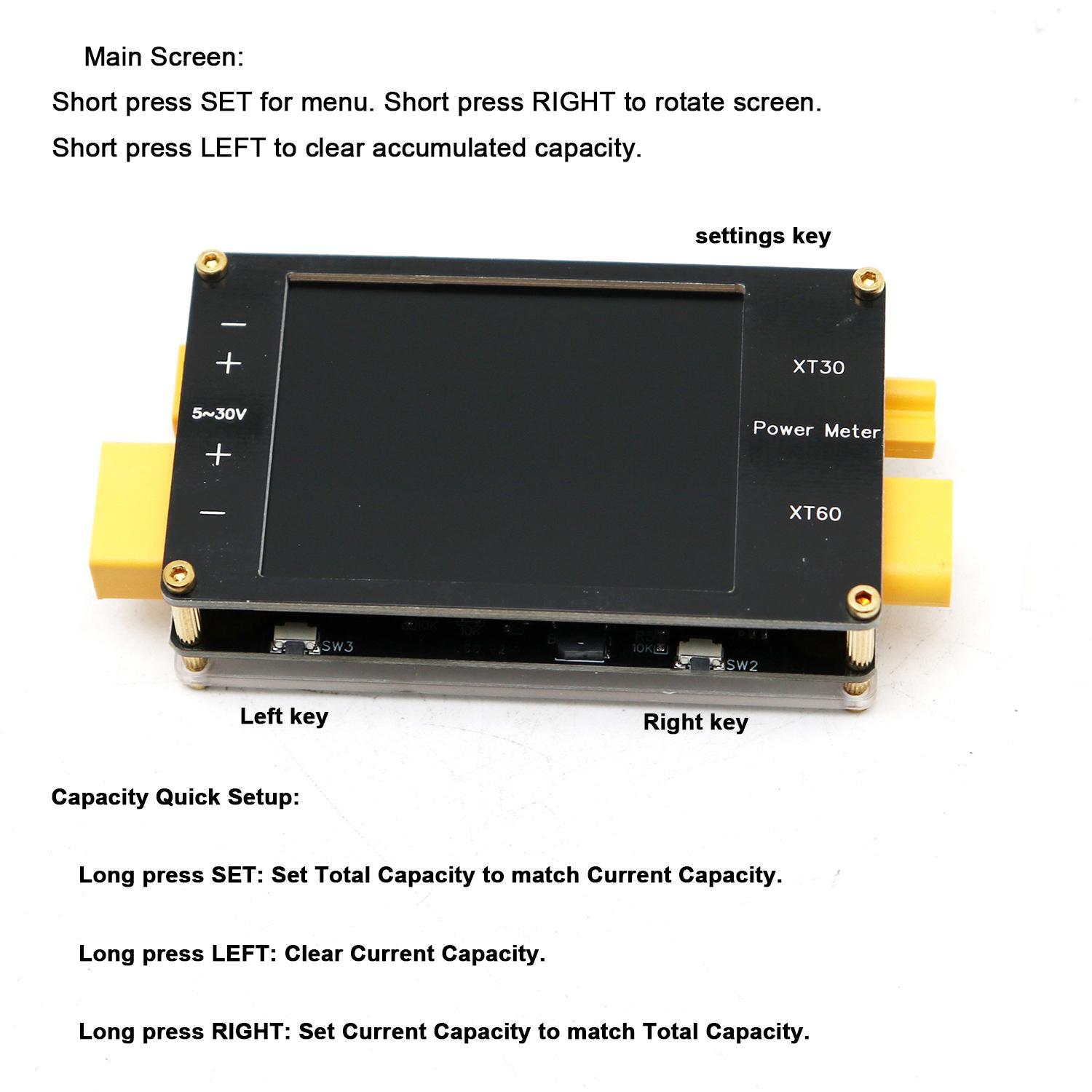 2.4インチディスプレイパワーメーターXT60 64A双方向 - Drone Battery Voltage Checker のレビューと価格