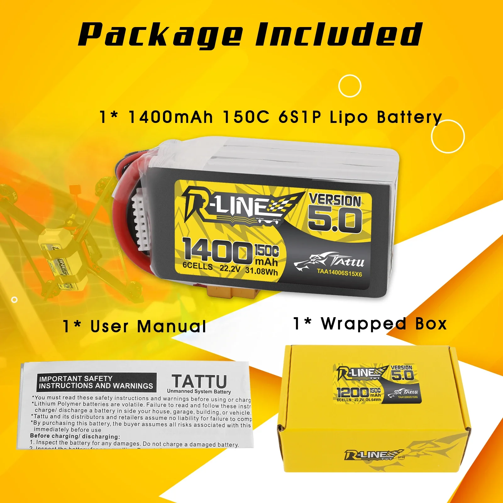 Tattu-r-line Lipoバッテリー,1200mah - Drone Battery 6S のレビューと価格