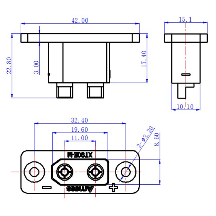 30PCSAmass ブラック XT90E-M パネルマウン - Drone Battery Connector のレビューと価格