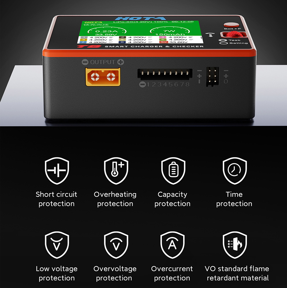 HOTA T8 スマートバランスチャージャー 1-8S リチ - Drone Battery Smart のレビューと価格