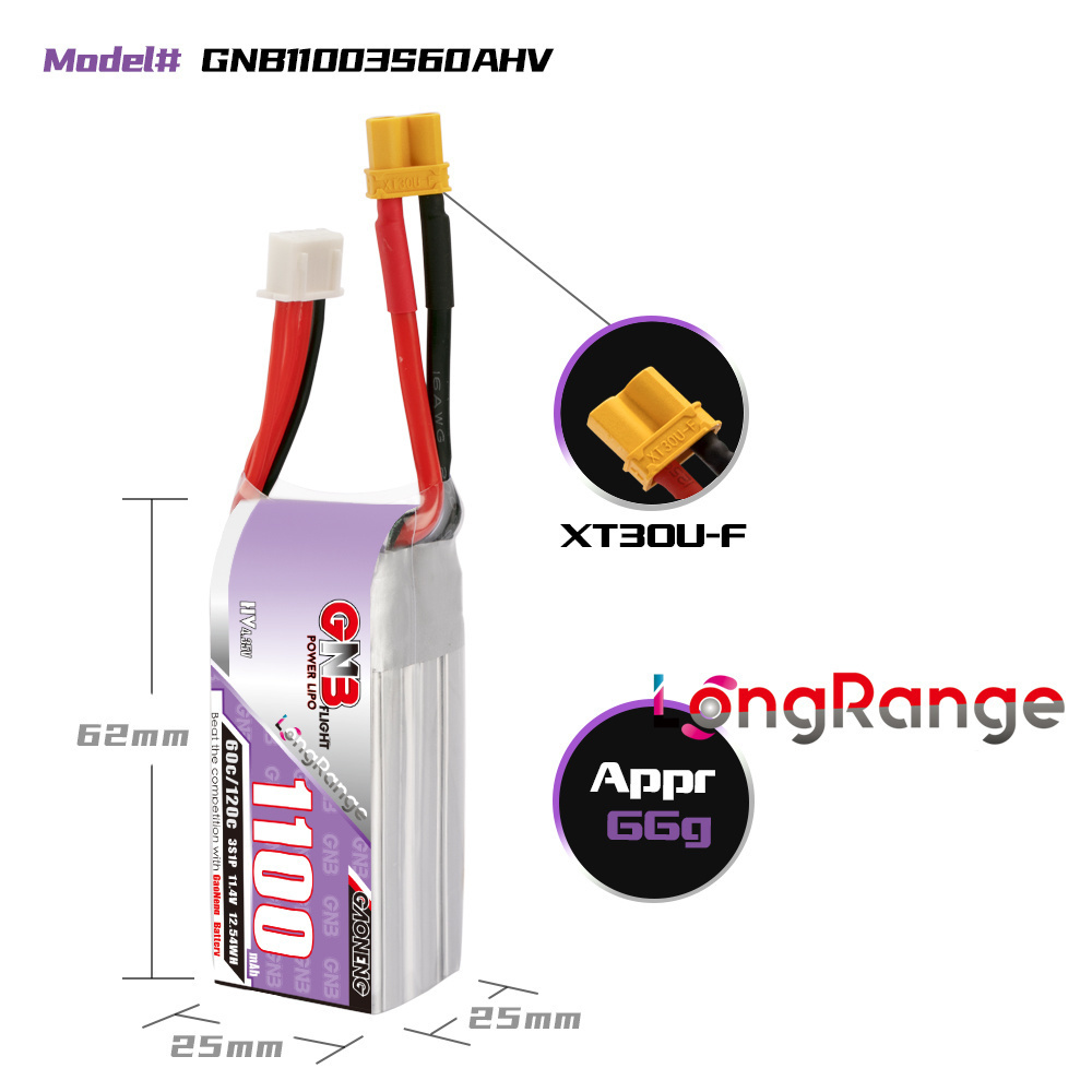 GNB 1100mAh 2S 3S 4S 6S 60C/12 - Drone Battery 4S のレビューと価格