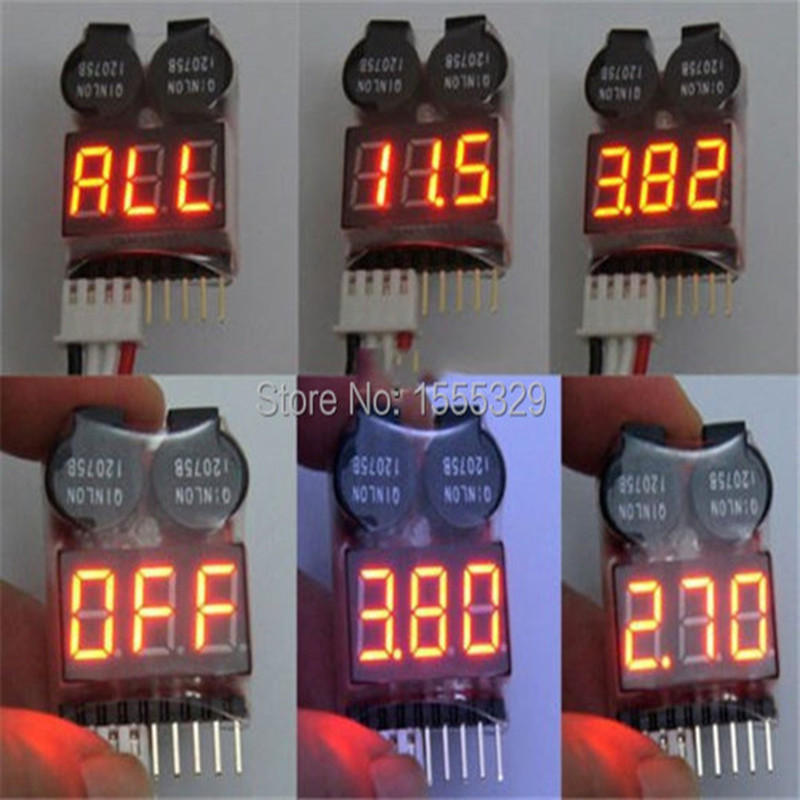 2 個 1S-8S LiPo バッテリー電圧チェッカーテスタ - Drone Battery Voltage Checker のレビューと価格