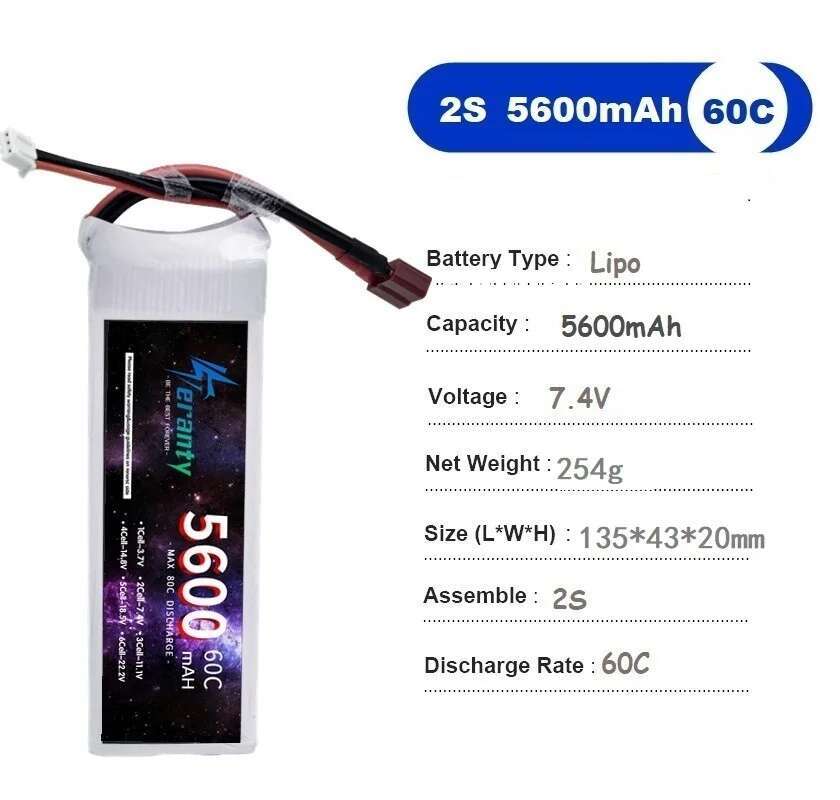 TERANTY 5600mAh 60C 2S 3S 4S 6 - Drone Battery 4S のレビューと価格