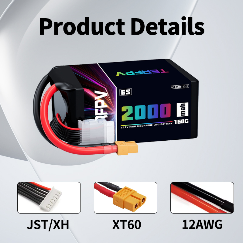 TERFPV 6S 22.2V 2000mAh 150C/3 - Drone Battery Plate のレビューと価格