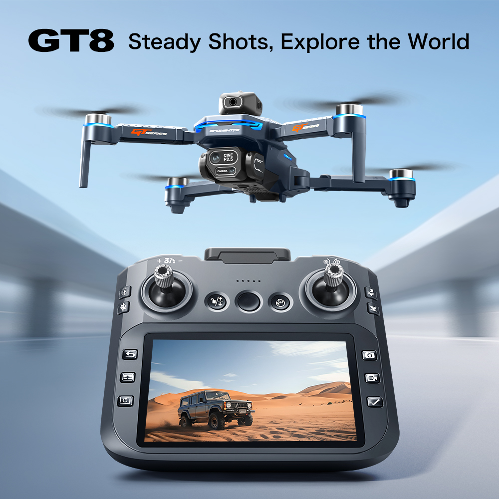 GT8 障害物回避空中ドローン – 大画面リモコン付き HD - Drone Battery Box のレビューと価格