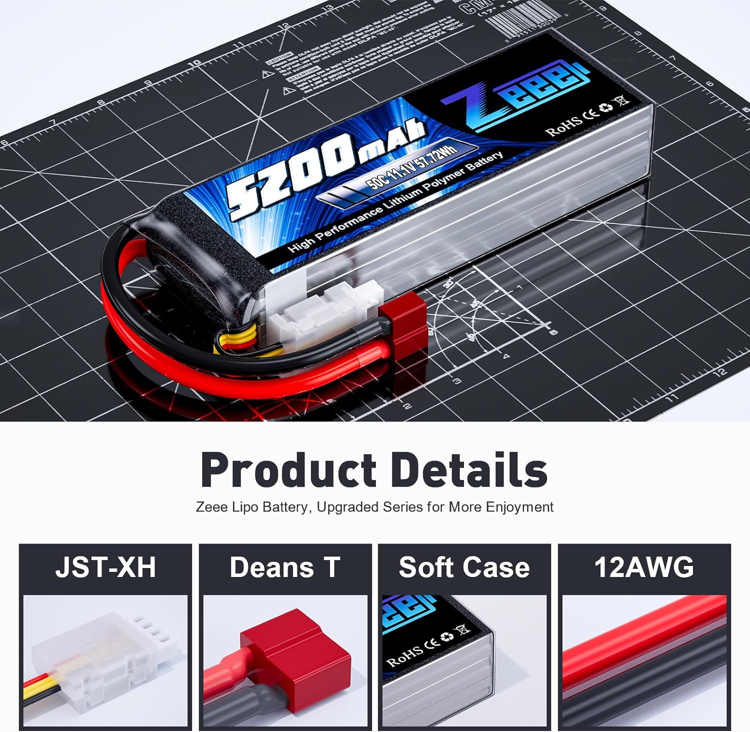 1/2 ユニット Zeee 11.1V 50C 5200mA - Drone Battery 3S のレビューと価格
