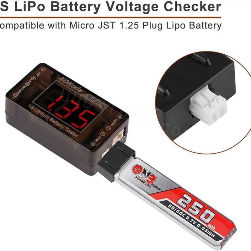 AOKoda AOK-041 1S LiPoバッテリー電圧チ - Drone Battery Voltage Checker のレビューと価格